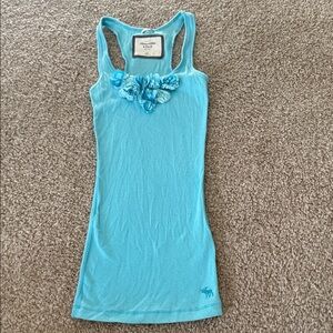 Abercrombie & Fitch Light Blue Razor Back Tank Top with Floral Accents Size XS